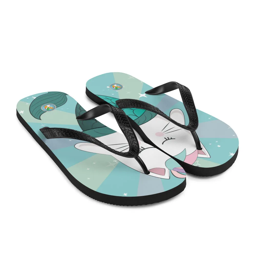 Kitty Unicorn Narwhal - Flip-Flops