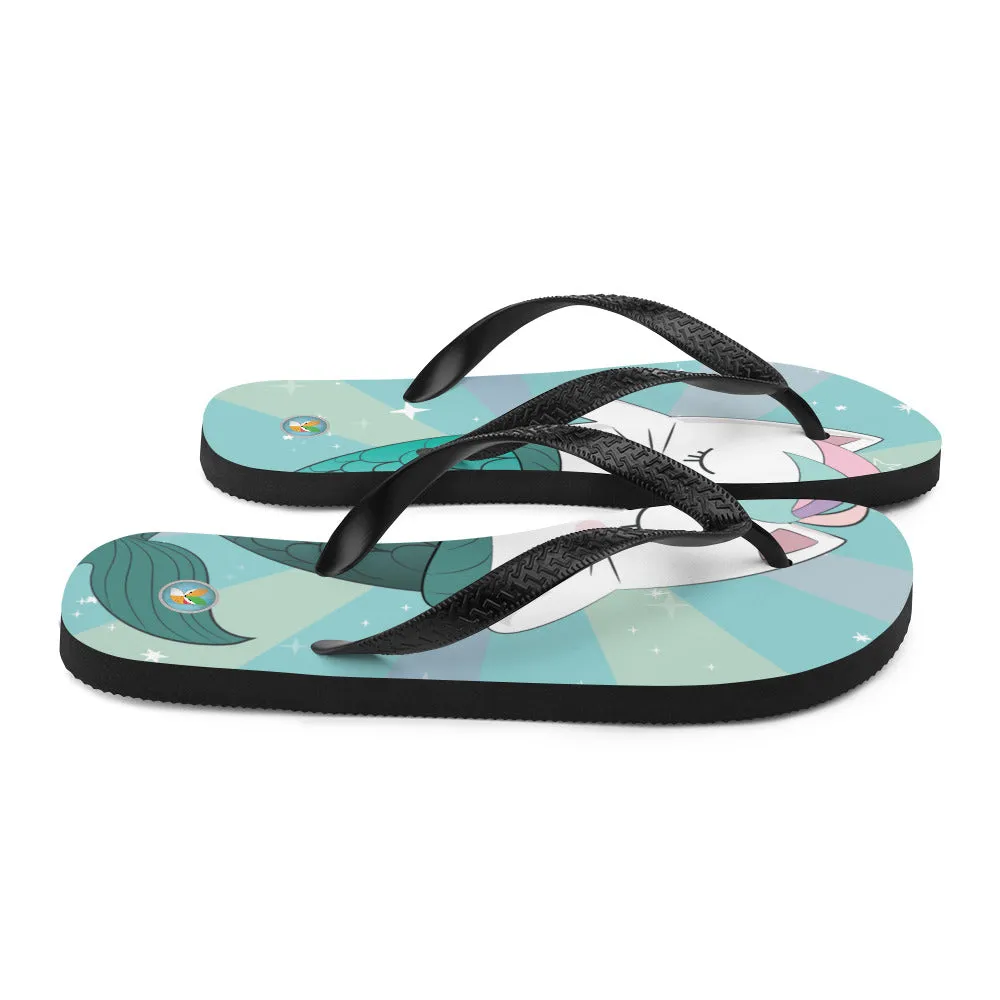 Kitty Unicorn Narwhal - Flip-Flops