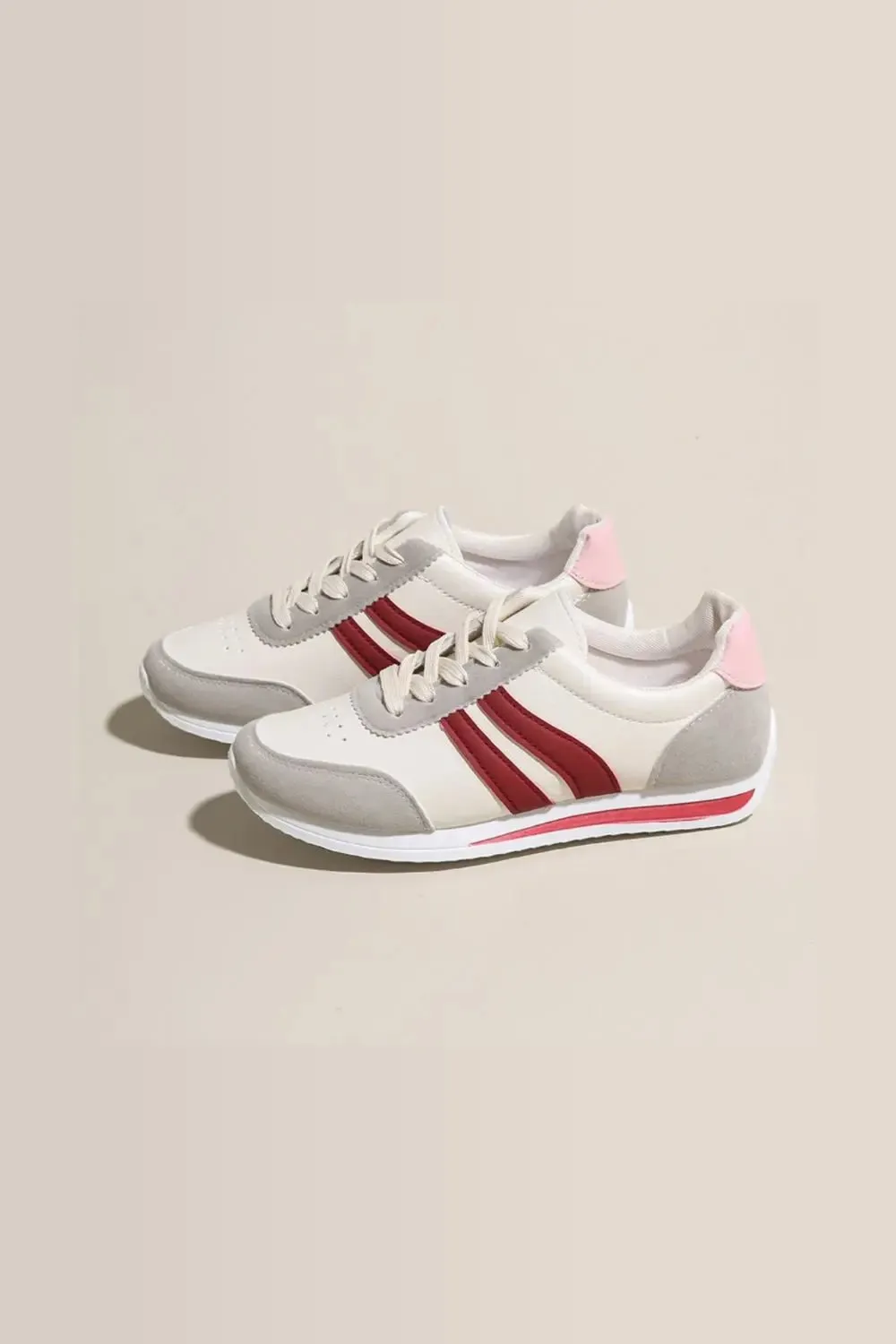 Lace Up Contrast Round Toe Flats Sneakers