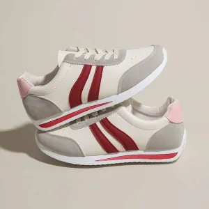 Lace Up Contrast Round Toe Flats Sneakers