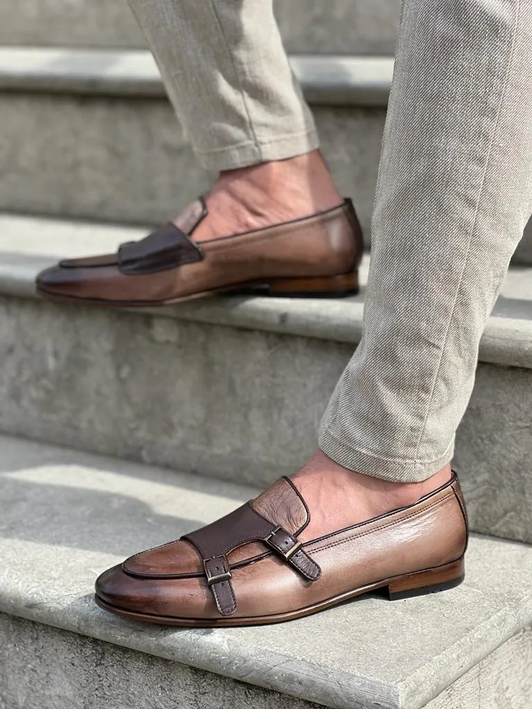 Lawson Beige Double Monk Strap Loafers for Men