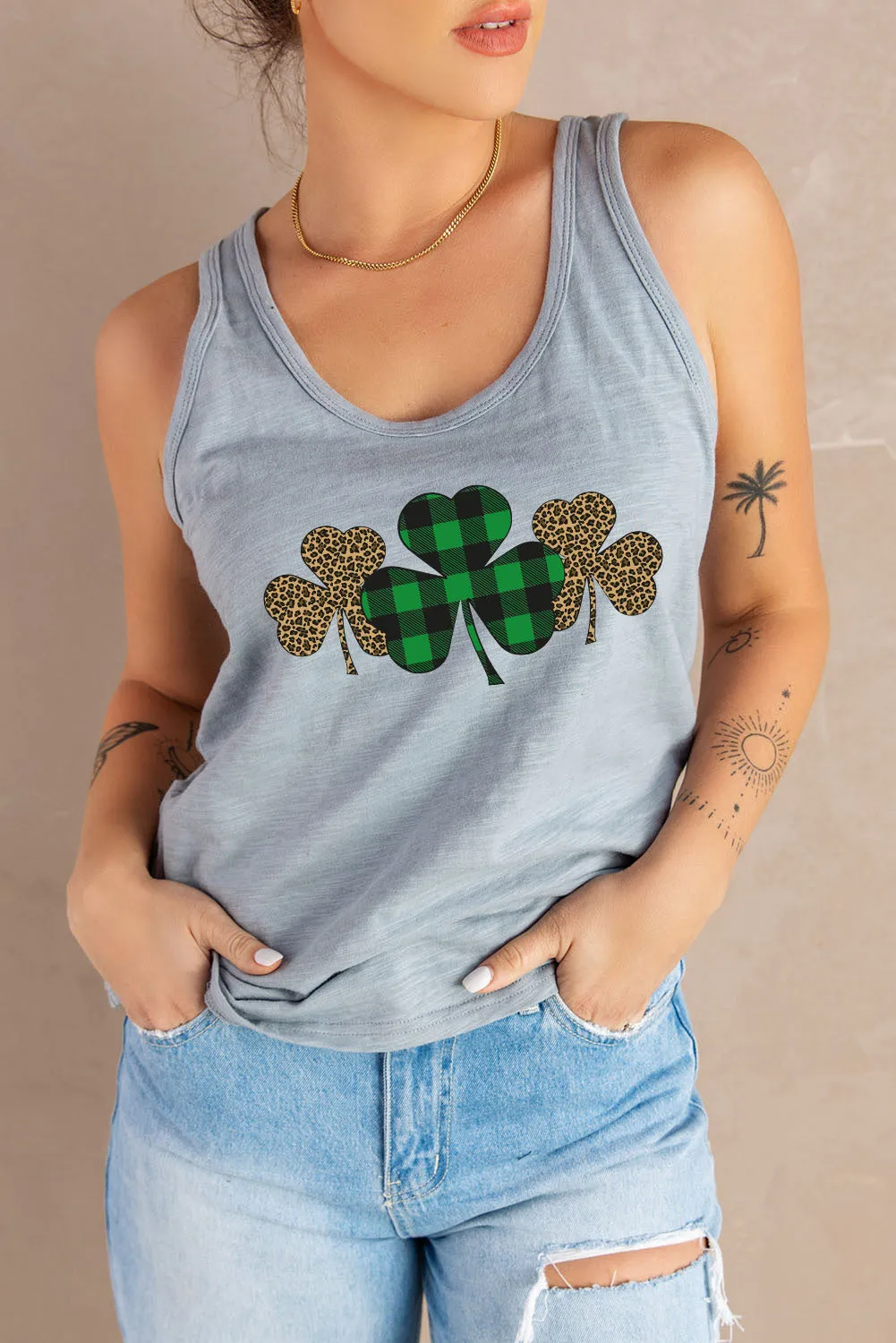 Letters Sunflower Graphic Tank Top