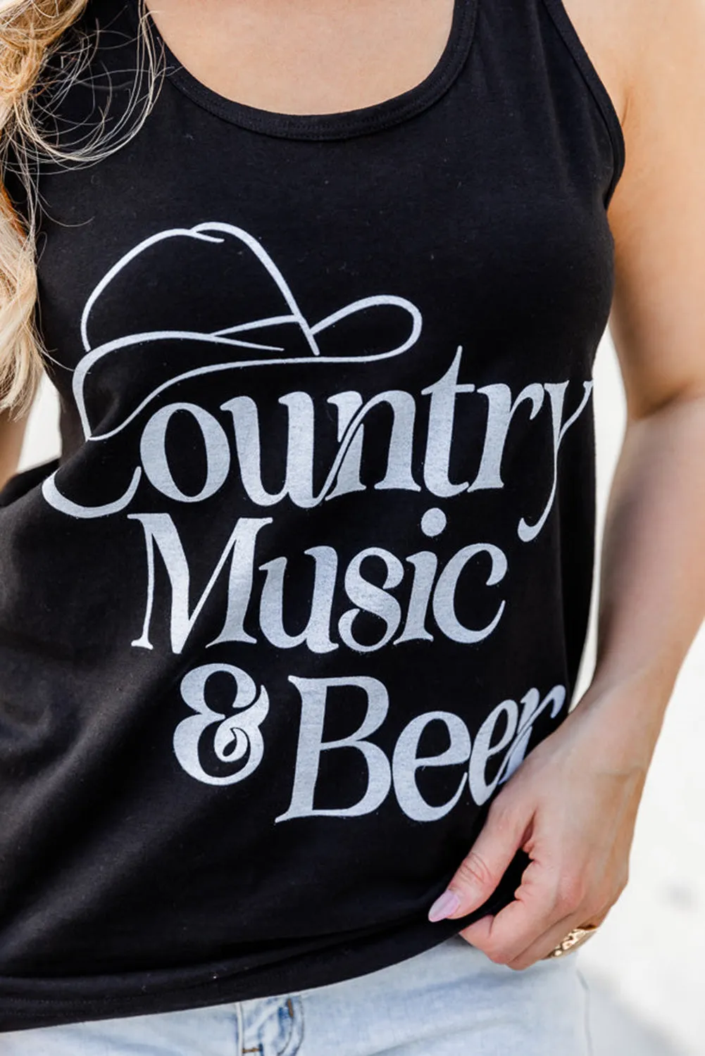 Letters Sunflower Graphic Tank Top