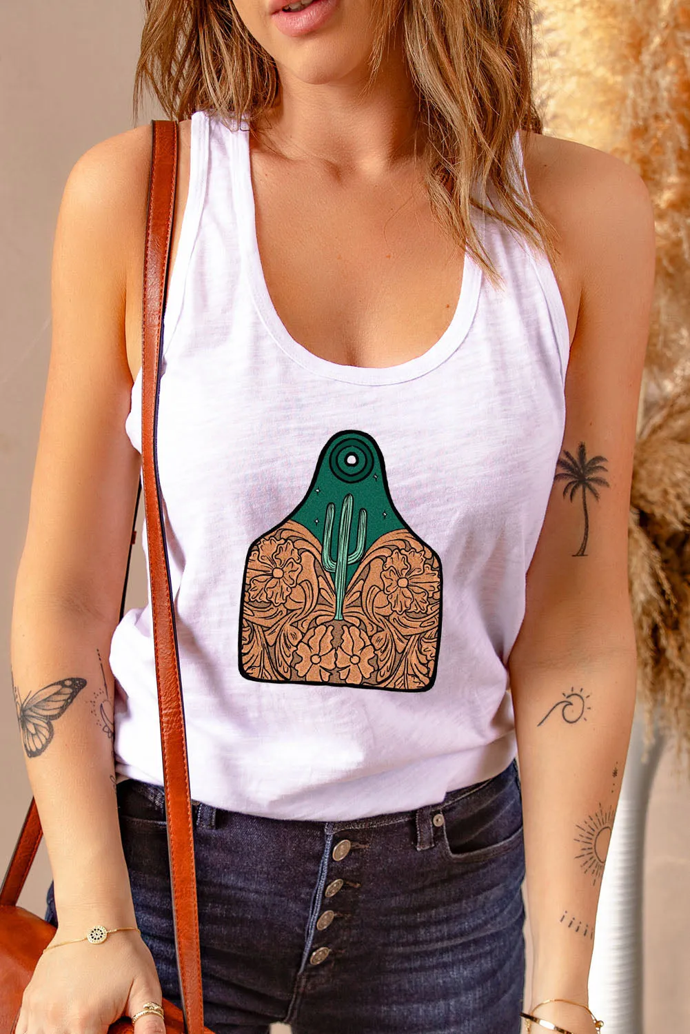 Letters Sunflower Graphic Tank Top