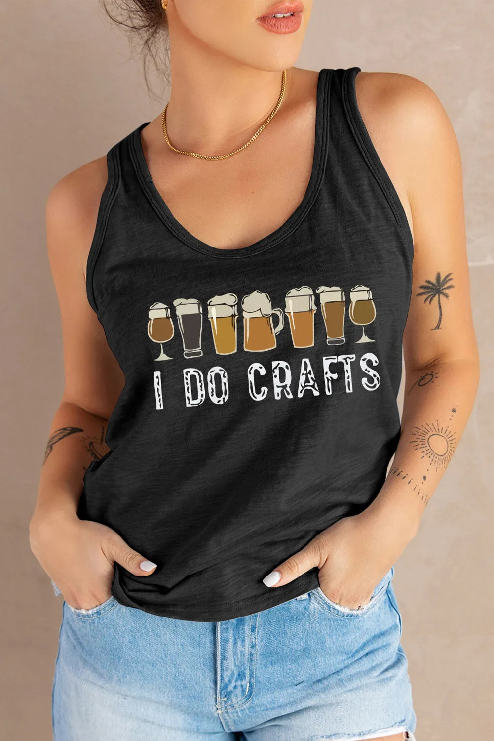 Letters Sunflower Graphic Tank Top