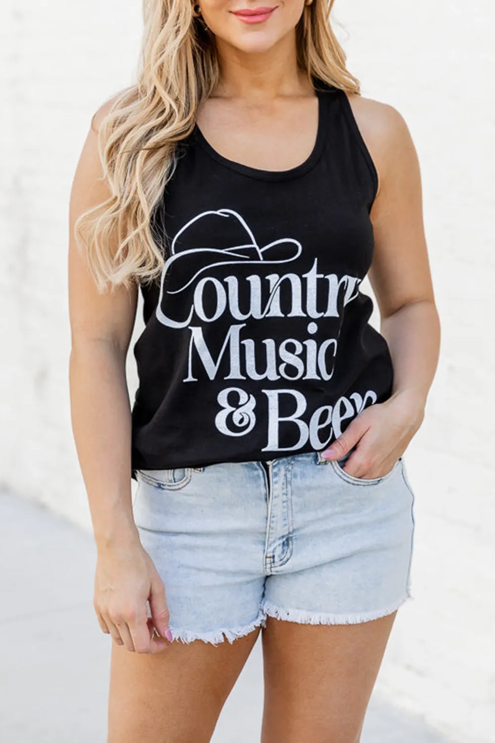Letters Sunflower Graphic Tank Top