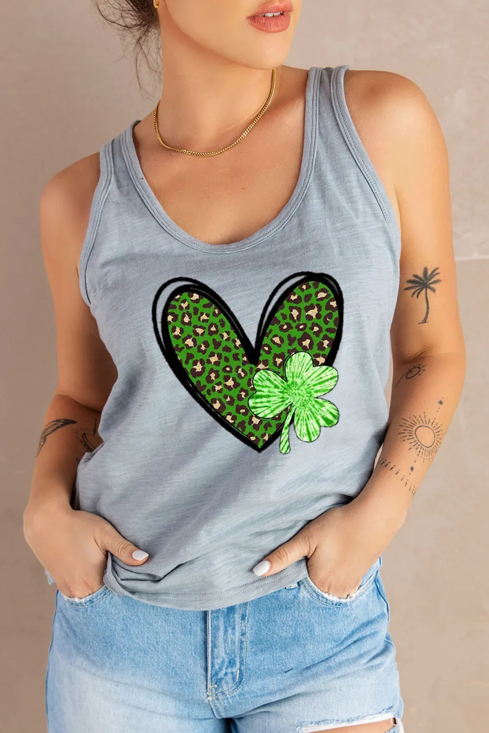 Letters Sunflower Graphic Tank Top