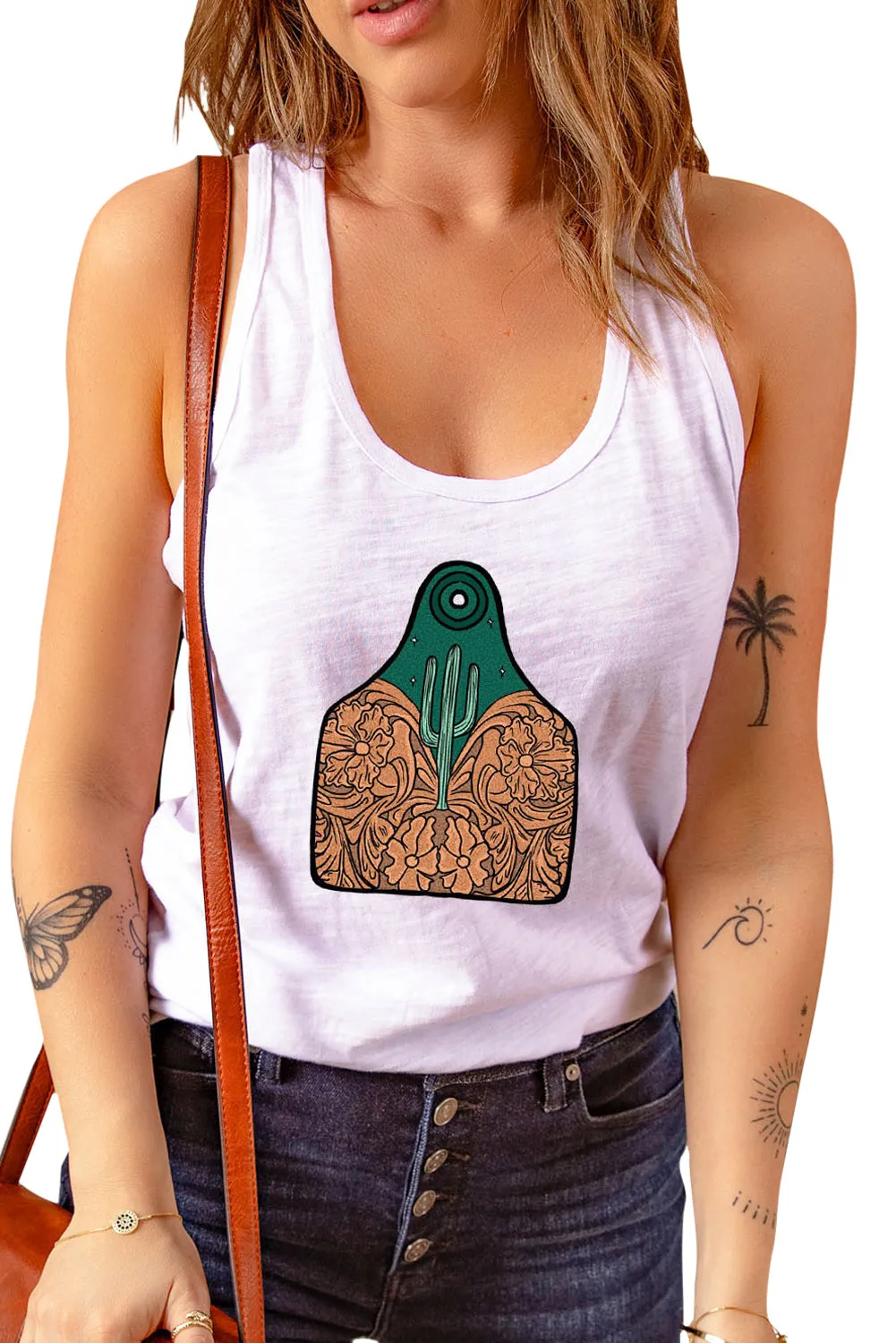 Letters Sunflower Graphic Tank Top