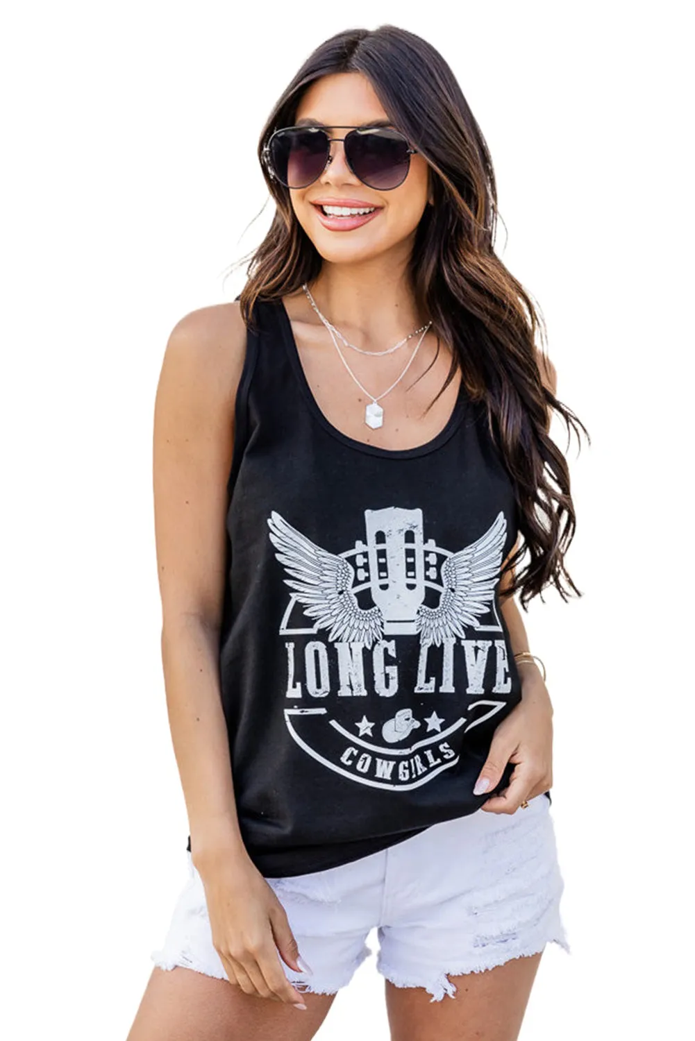 Letters Sunflower Graphic Tank Top