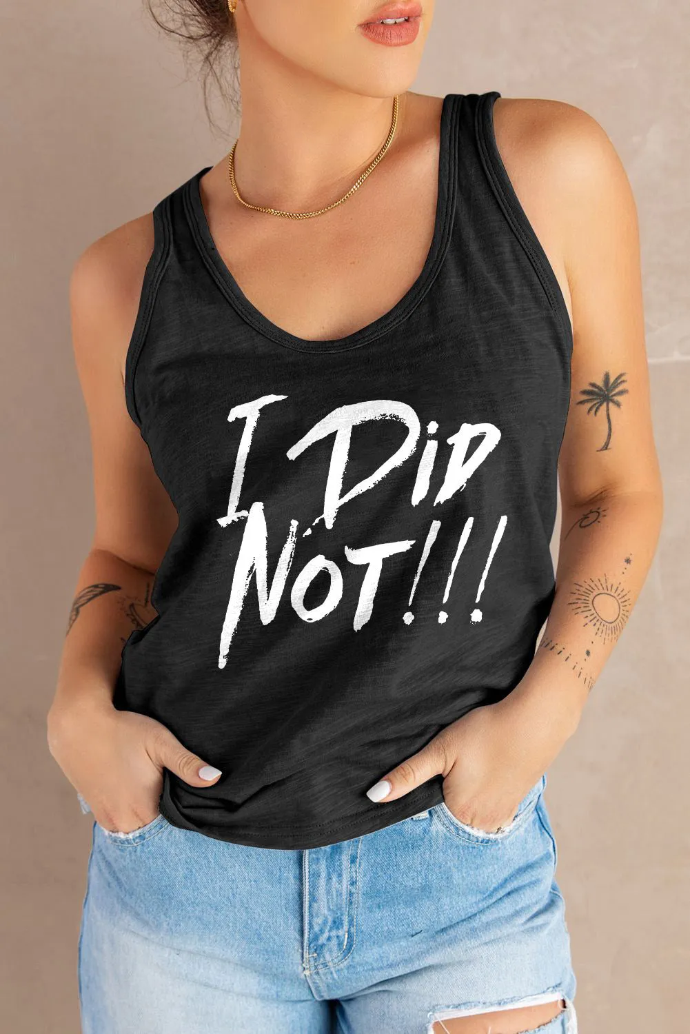 Letters Sunflower Graphic Tank Top