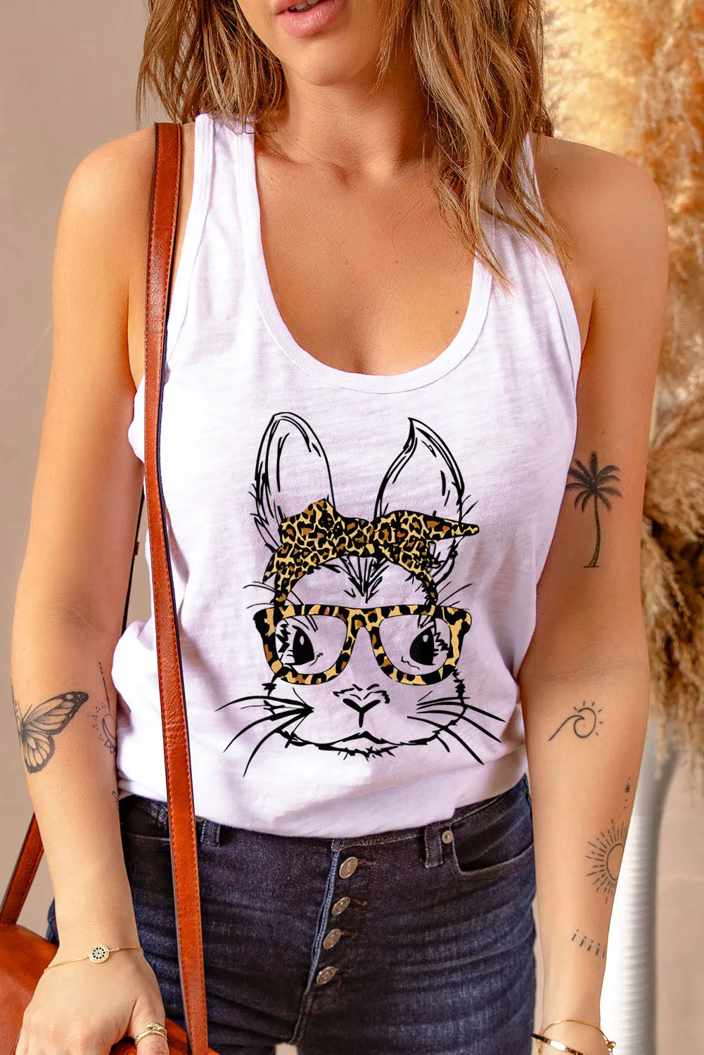 Letters Sunflower Graphic Tank Top