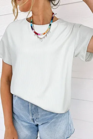 Light Grey Textured Loose T Shirt