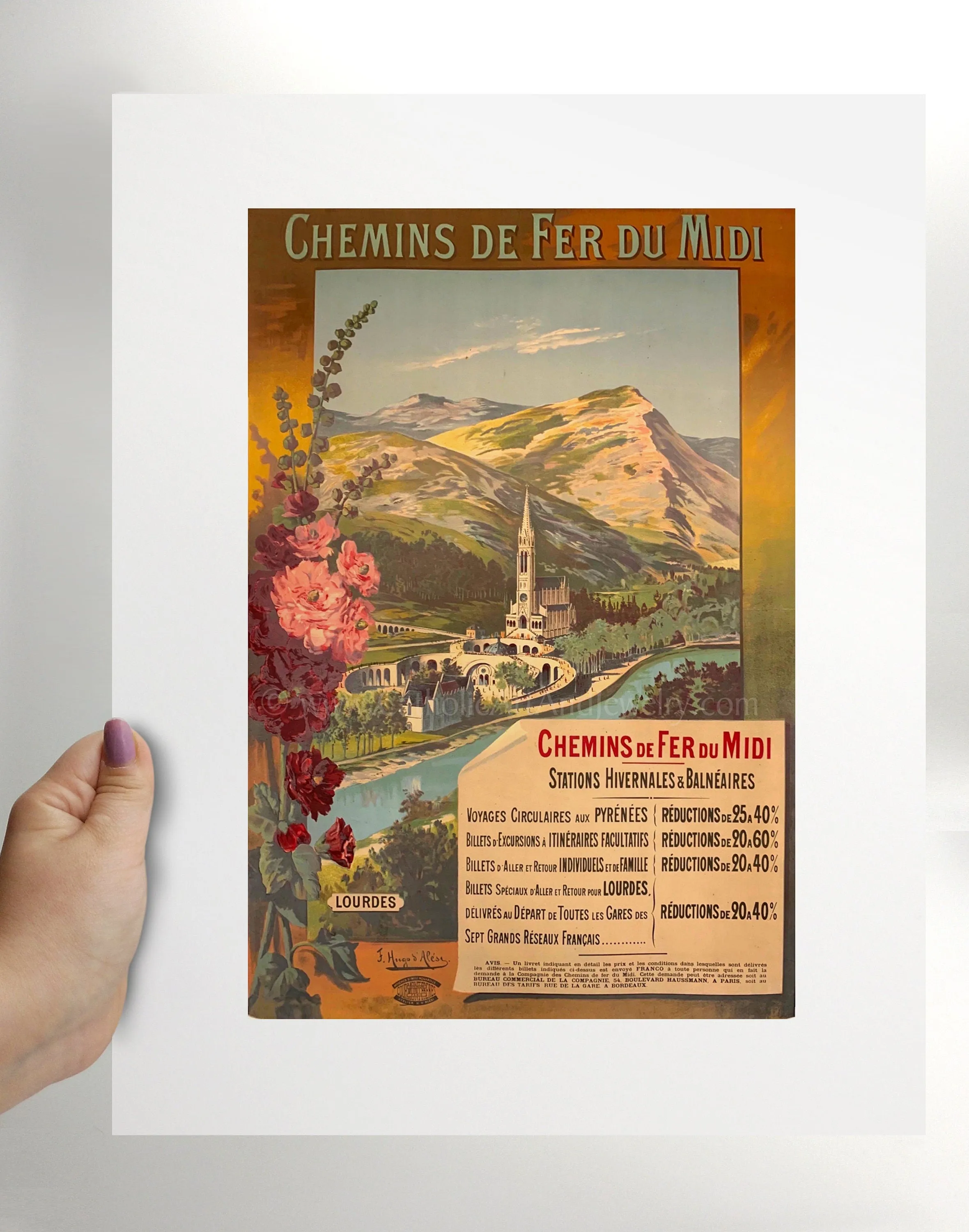 Lourdes Travel Poster – based on a Vintage French Travel Poster – Catholic Art Print