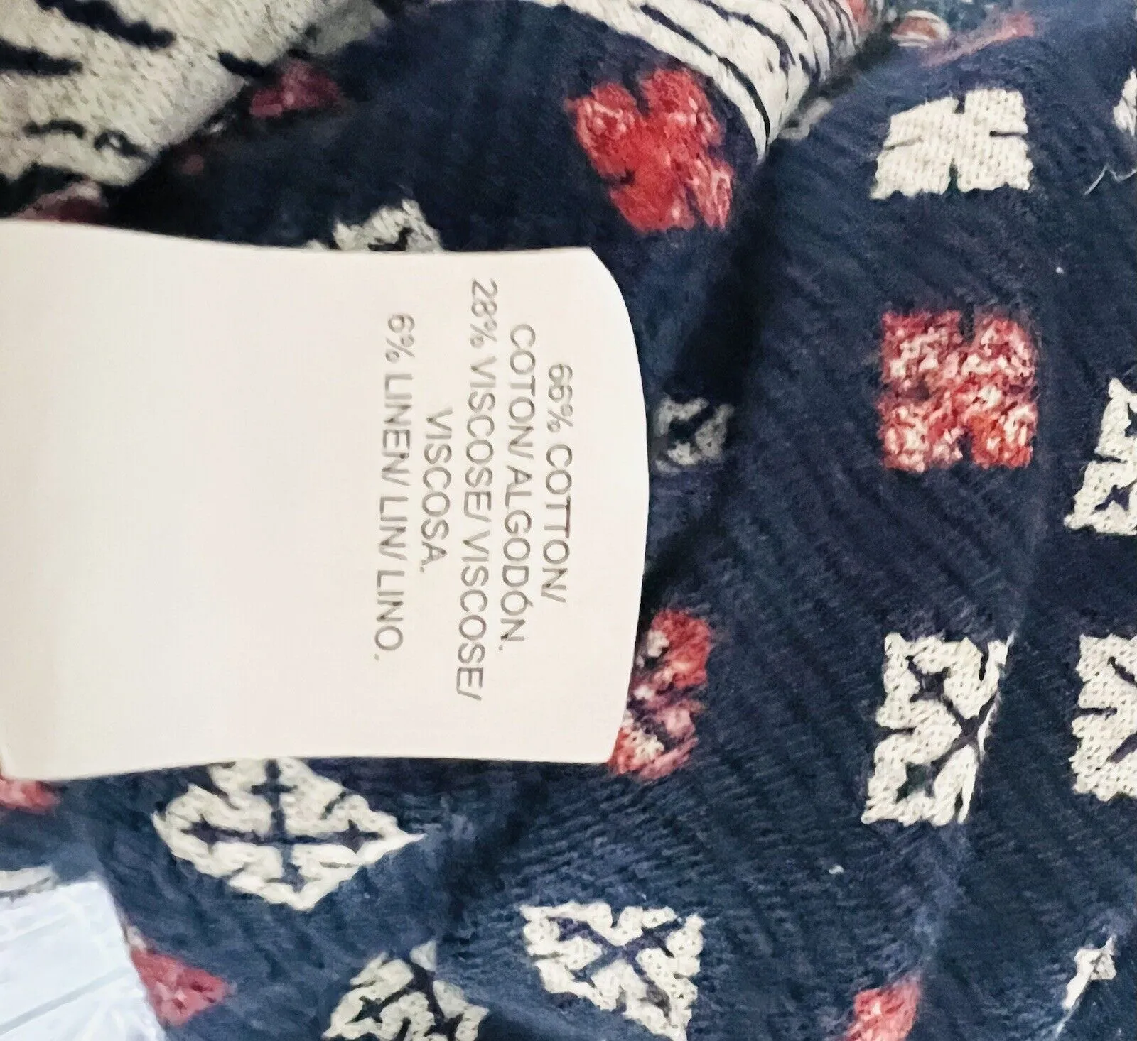 LUCKY BRAND Womens Argyle Long Sleeve Shirt Sz L Diamond Print Blouse Casual