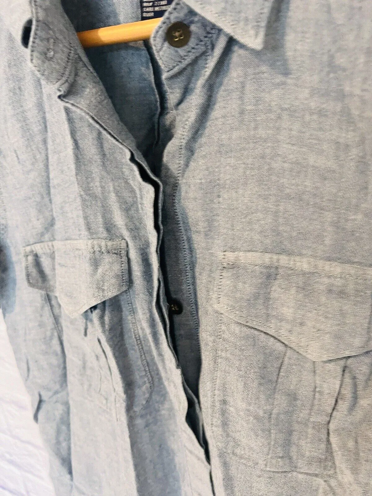 MADEWELL Womens Botton Up Shirt Gray Sz M Short Sleeve Classic Workwear Career