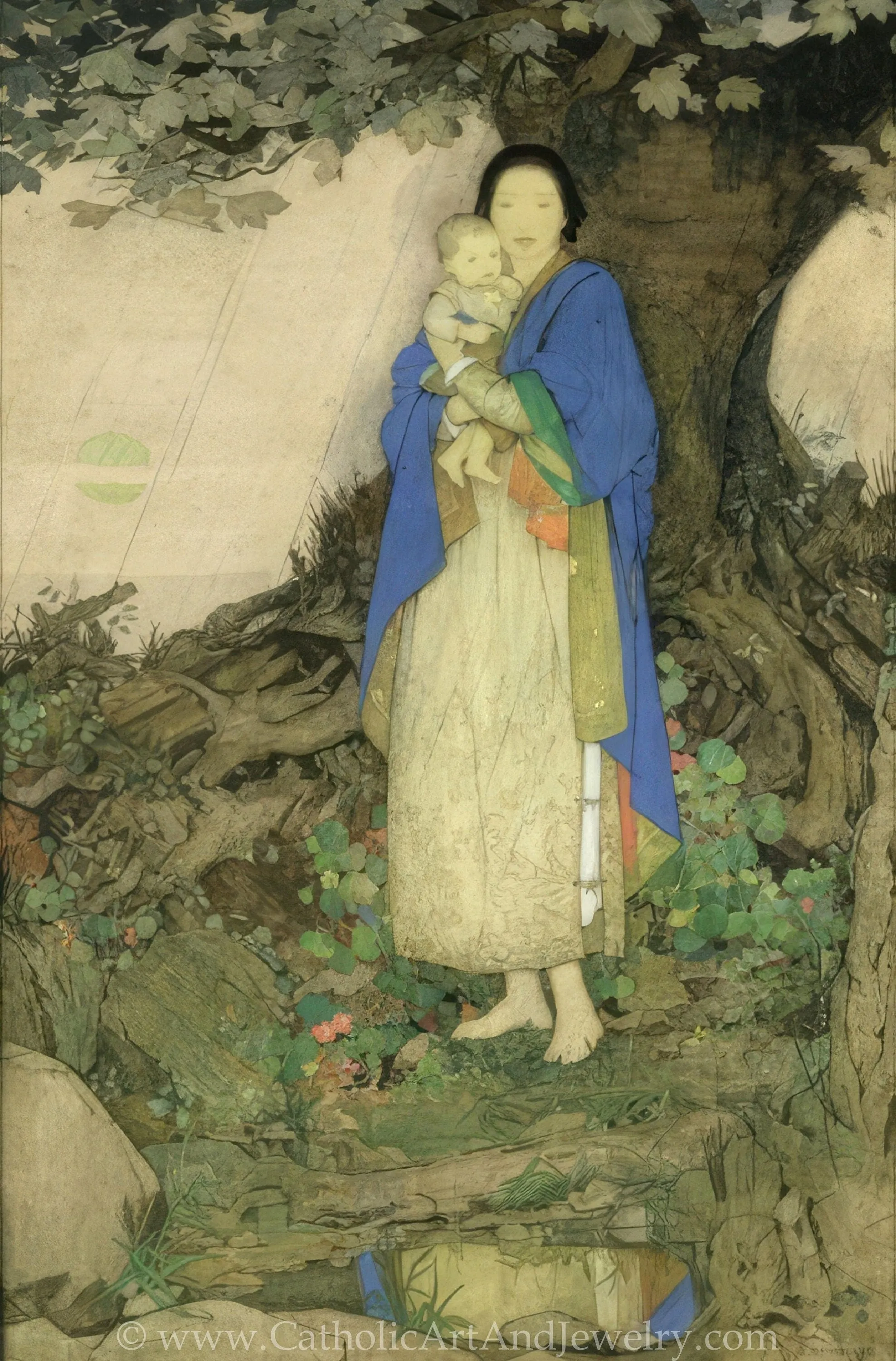 Mary and Jesus – by Dorothy Webster Hawksley – Gift for Catholic Mother – Archival Quality –  Catholic Art