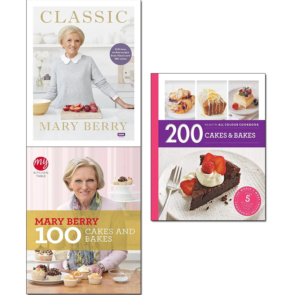 Mary berry classic [hardcover], my kitchen table and 200 cakes & bakes 3 books collection set