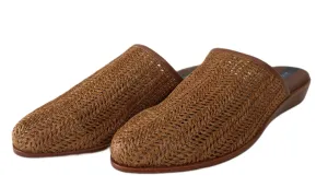 MATT BERNSON Women's Brown Chestnut Raffia Finch Slides #MB073 8 NWB