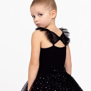 Melania: Sequin Tutu Dress with Bows in Black