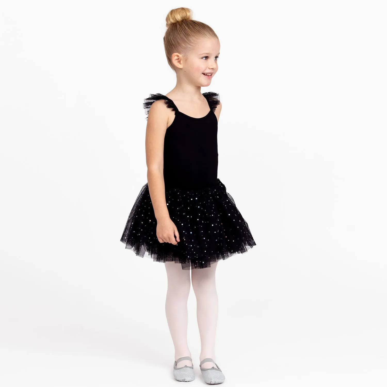Melania: Sequin Tutu Dress with Bows in Black
