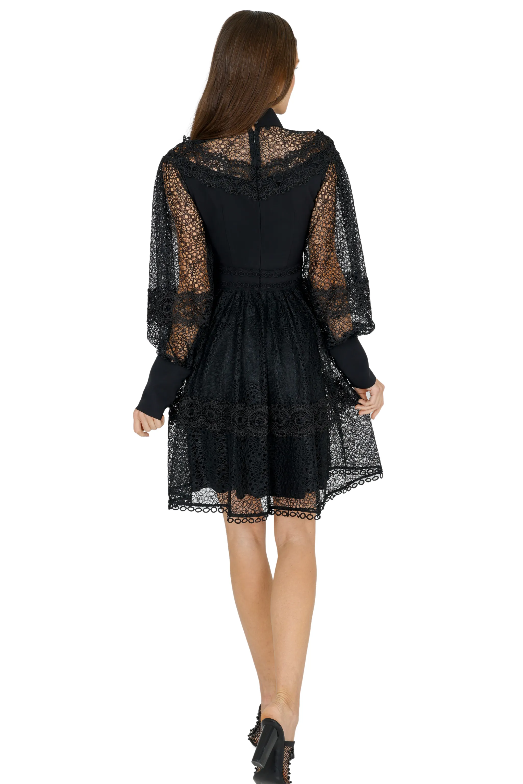 Melvina Lace Mini Dress Long Sleeve