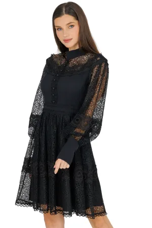 Melvina Lace Mini Dress Long Sleeve
