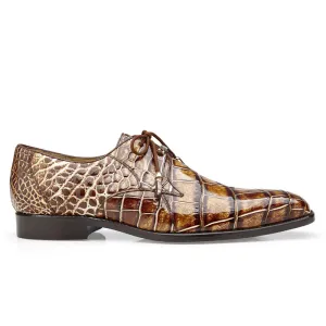 Mens Belvedere Alfred Alligator Derby Shoe in Caramel
