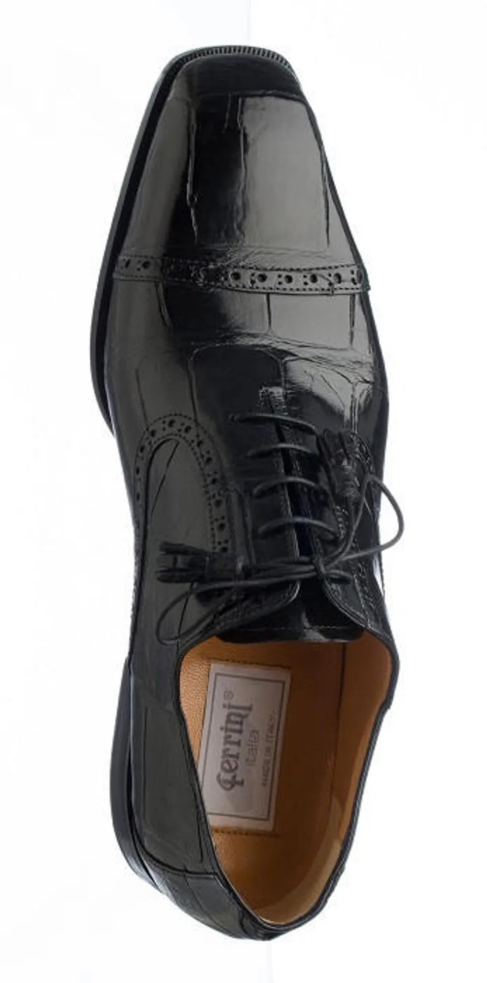 Mens Black Italian Alligator Shoes Ferrini Cap Toe Shoe
