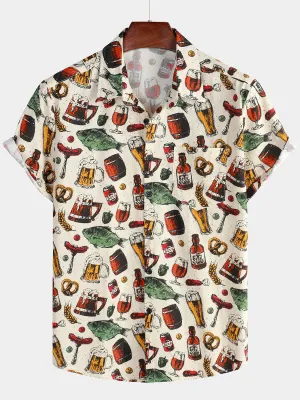 Men's Casual Holiday Button Up Short Sleeve Shirt