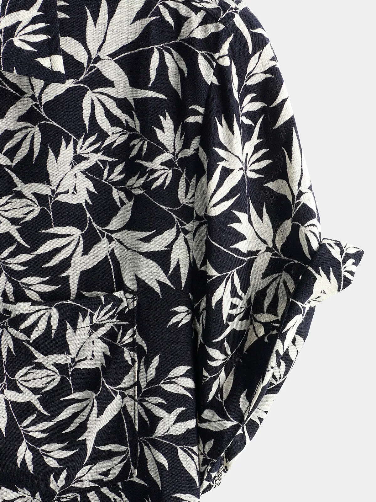 Men's Casual Leaf Print Short Sleeve Hawaiian Shirt