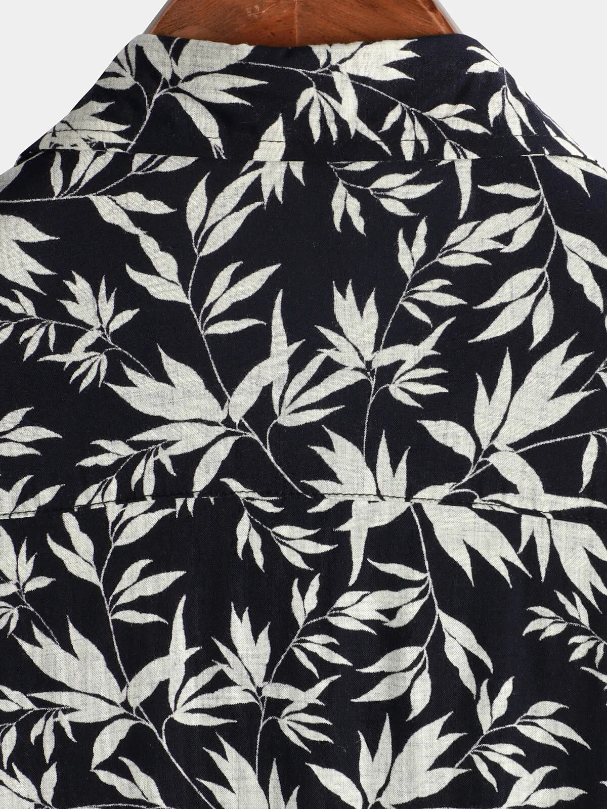Men's Casual Leaf Print Short Sleeve Hawaiian Shirt