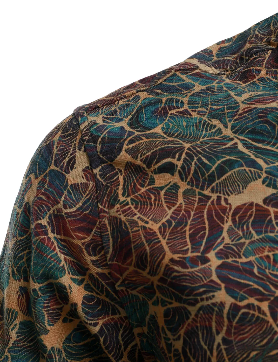 Men's Casual Retro Print Long Sleeve Button Up Shirt