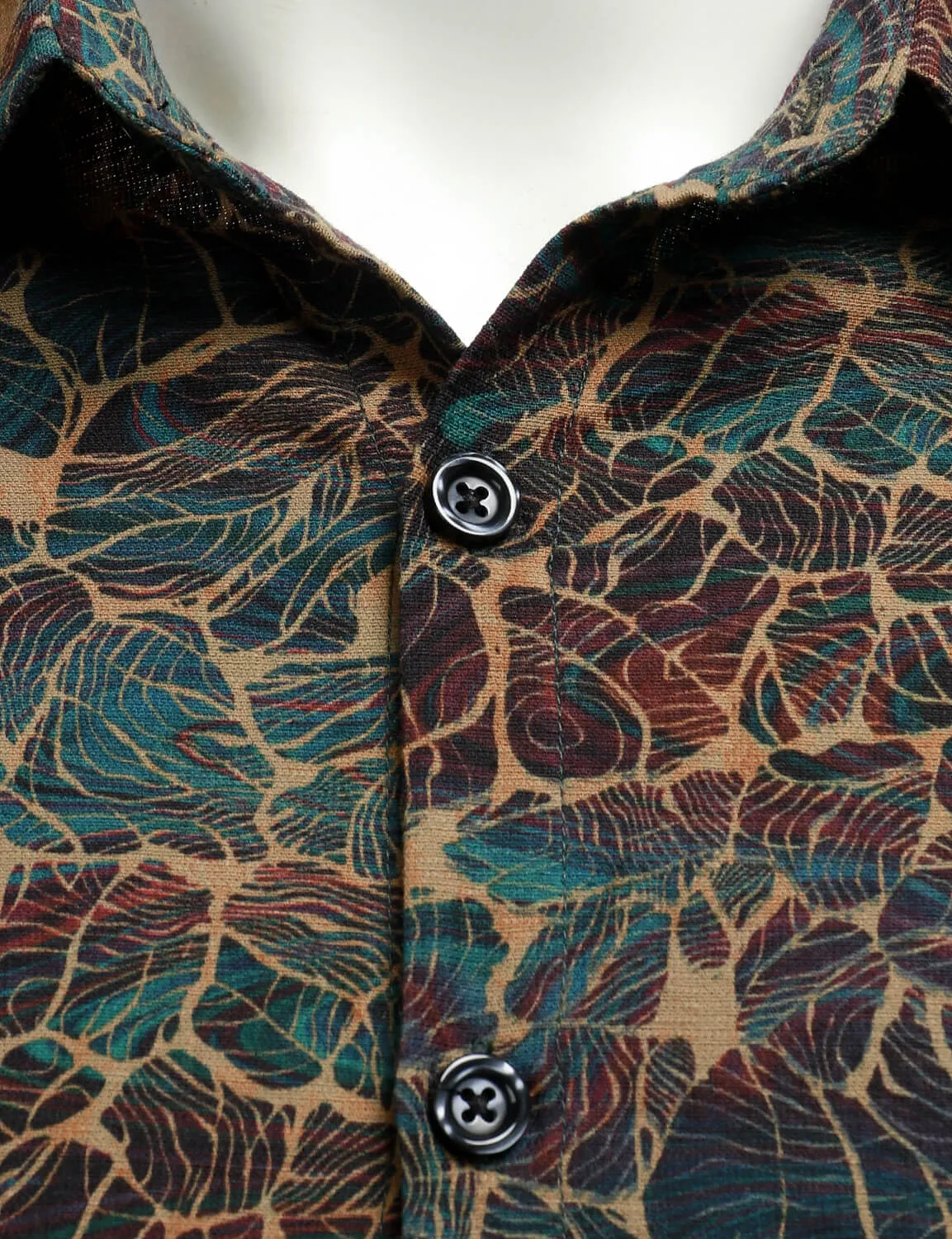 Men's Casual Retro Print Long Sleeve Button Up Shirt