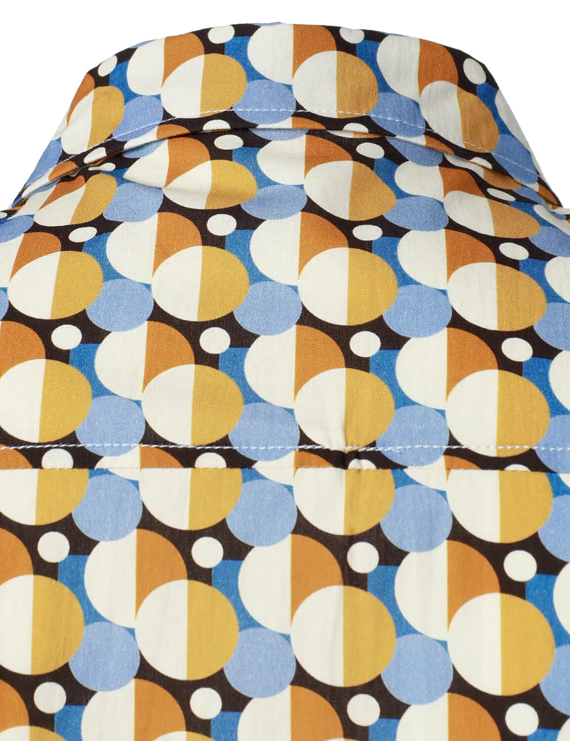 Men's Cotton Round Geometric Button Up Casual Long Sleeve Shirt