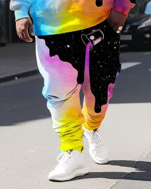 Men's Plus Size Casual Colorful Milk Two Piece Hoodie Set