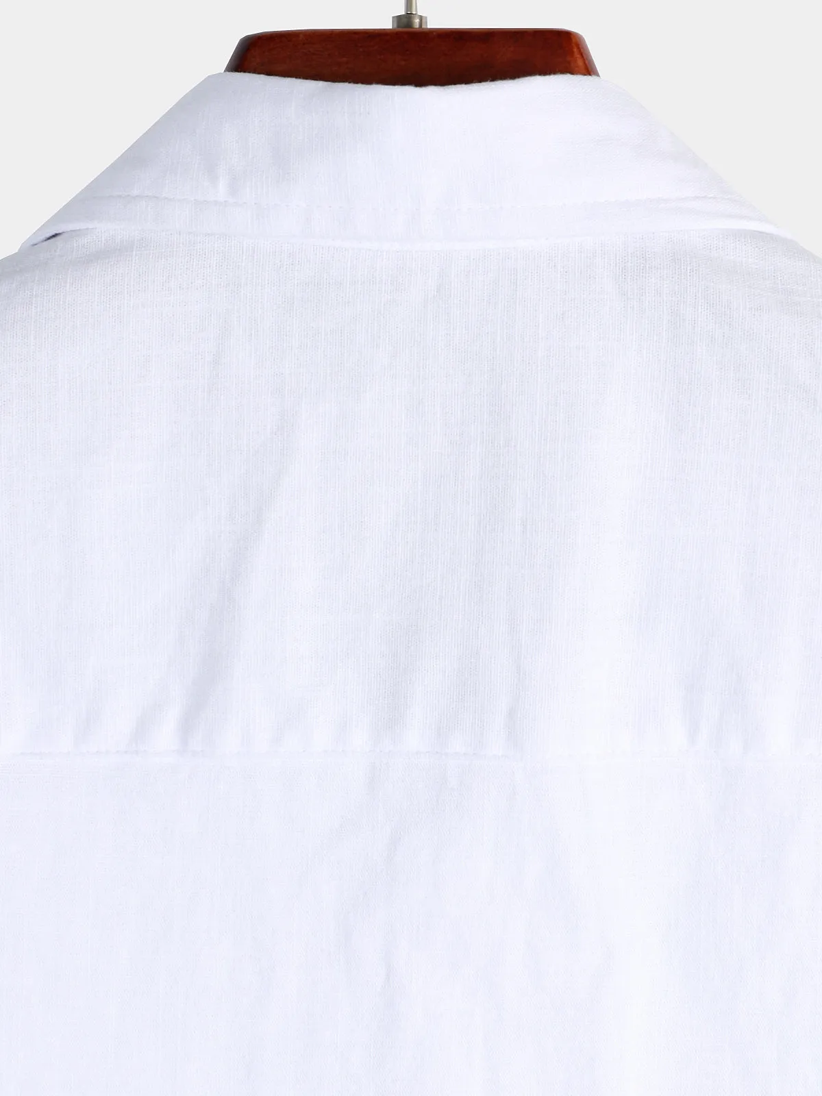 Men's Solid Color Linen Cotton Pocket Casual Button Short Sleeve Shirt