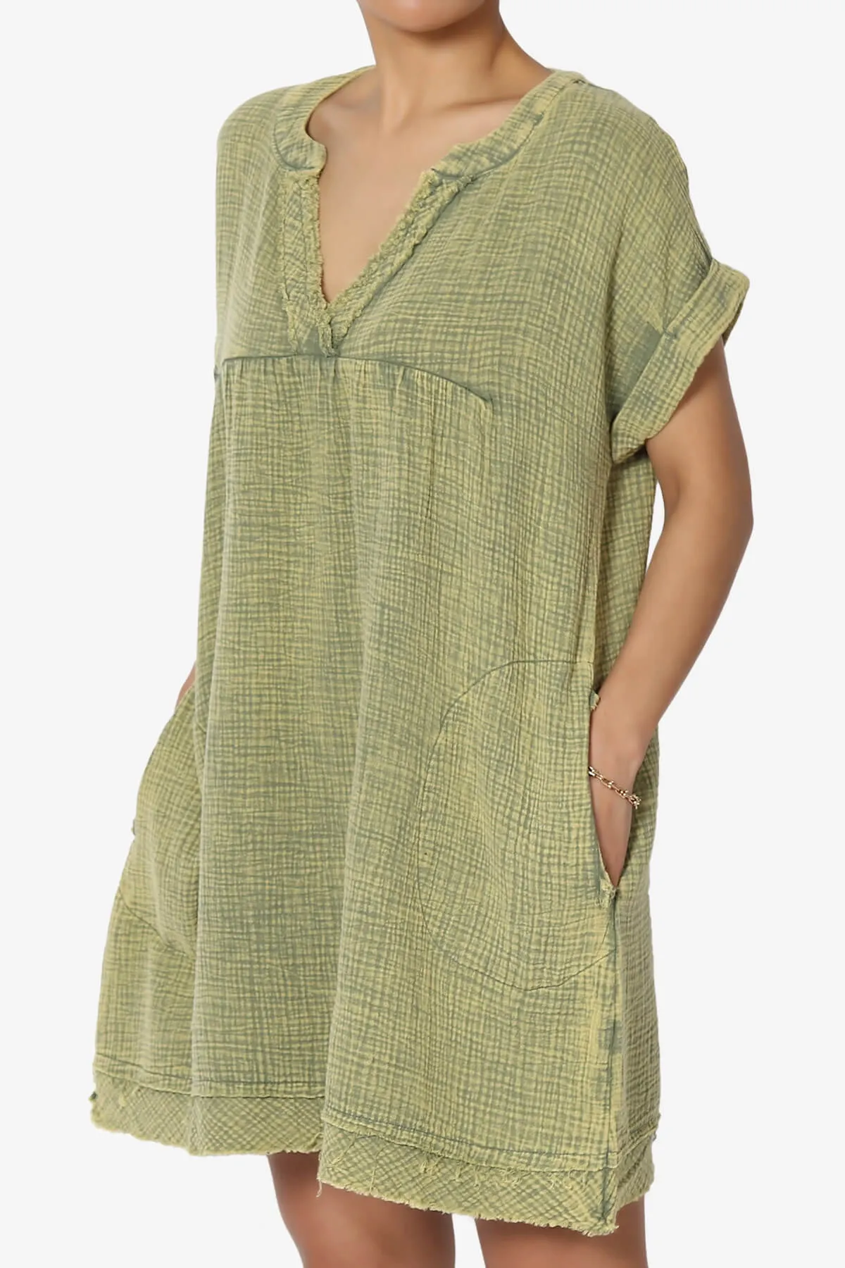 Milly Washed Gauze Babydoll Shift Mini Dress