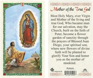 Mother of the True God Guadalupe Novena Holy Card (Plastic Covered)