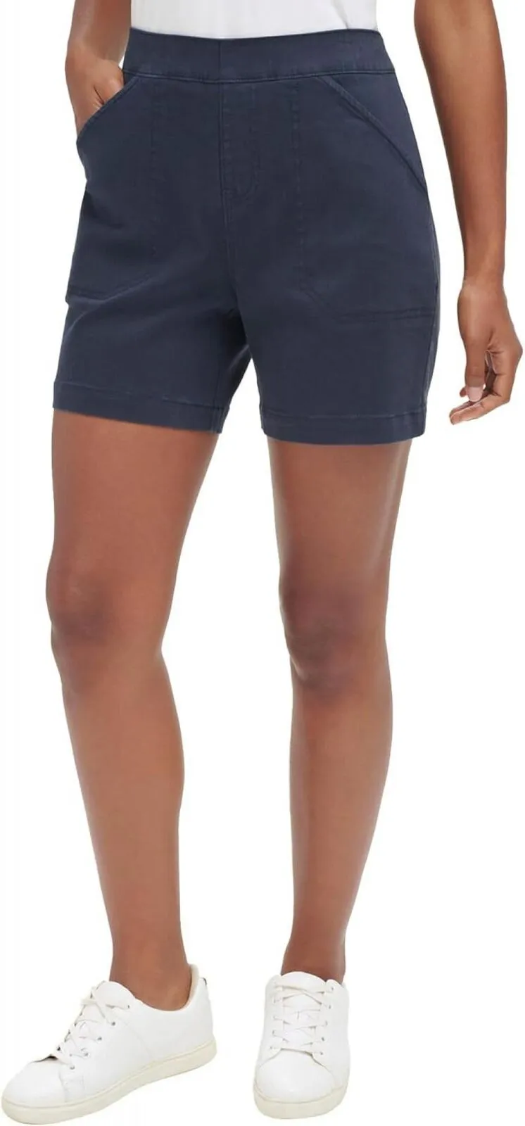 Nautica Women's Pull On Twill Tummy Control Shorts 1745029 Navy Blue M