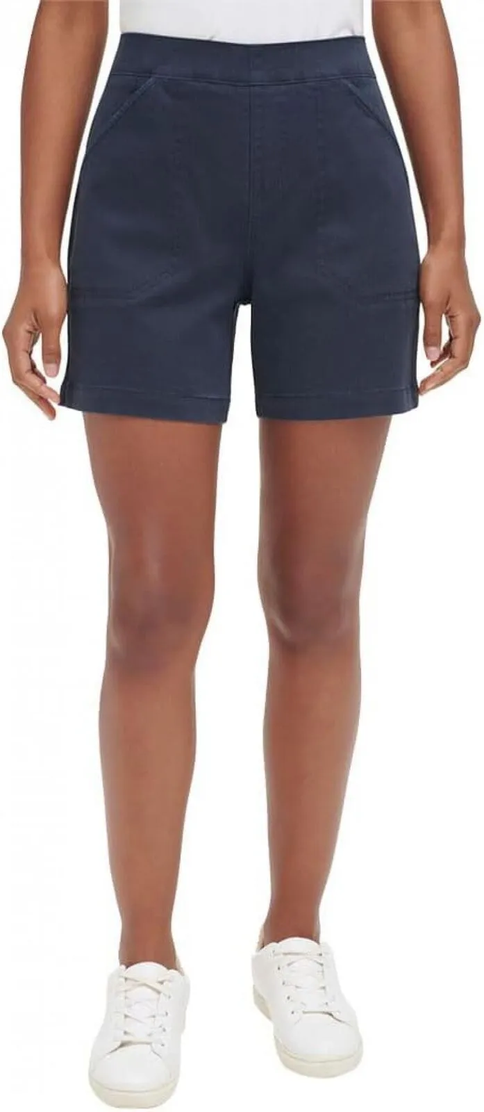 Nautica Women's Pull On Twill Tummy Control Shorts 1745029 Navy Blue M