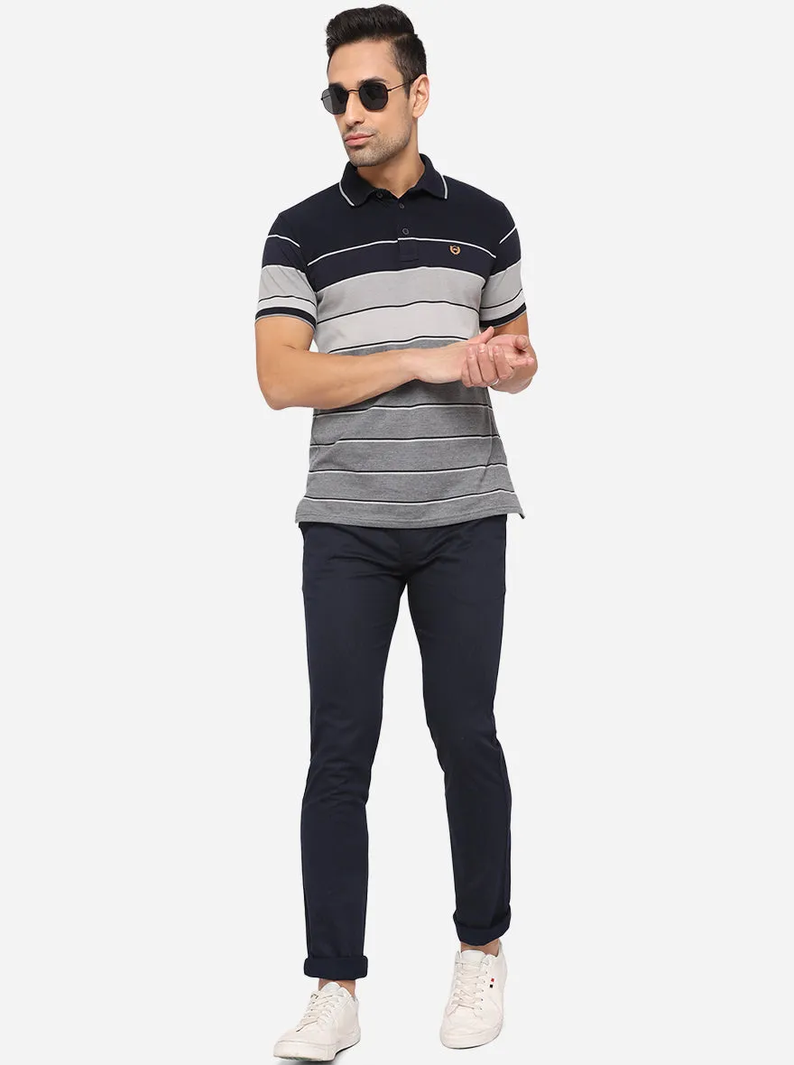 Navy Blue Solid Super Slim Fit Casual Trouser | Greenfibre