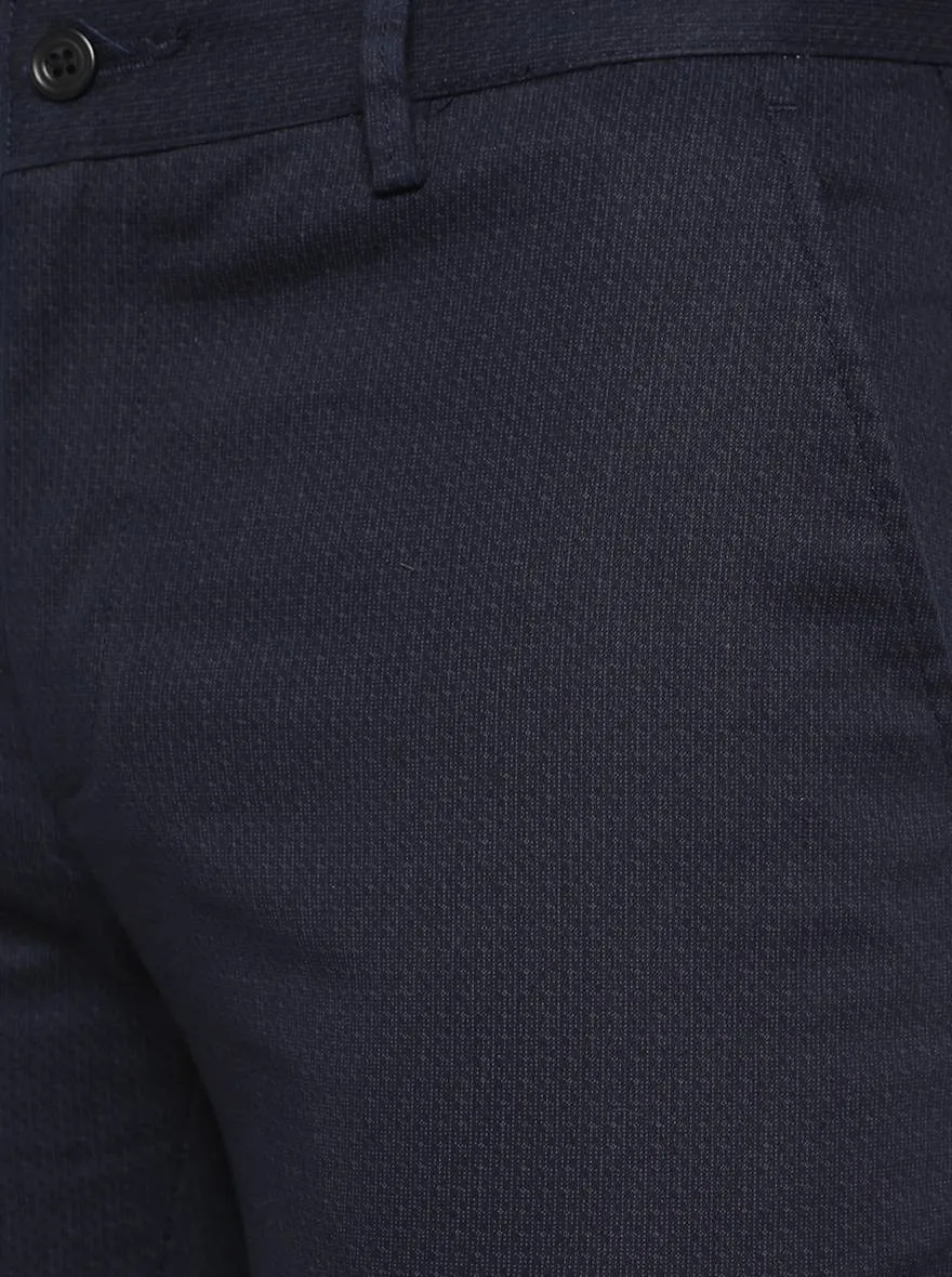 Navy Blue Solid Super Slim Fit Casual Trouser | Greenfibre