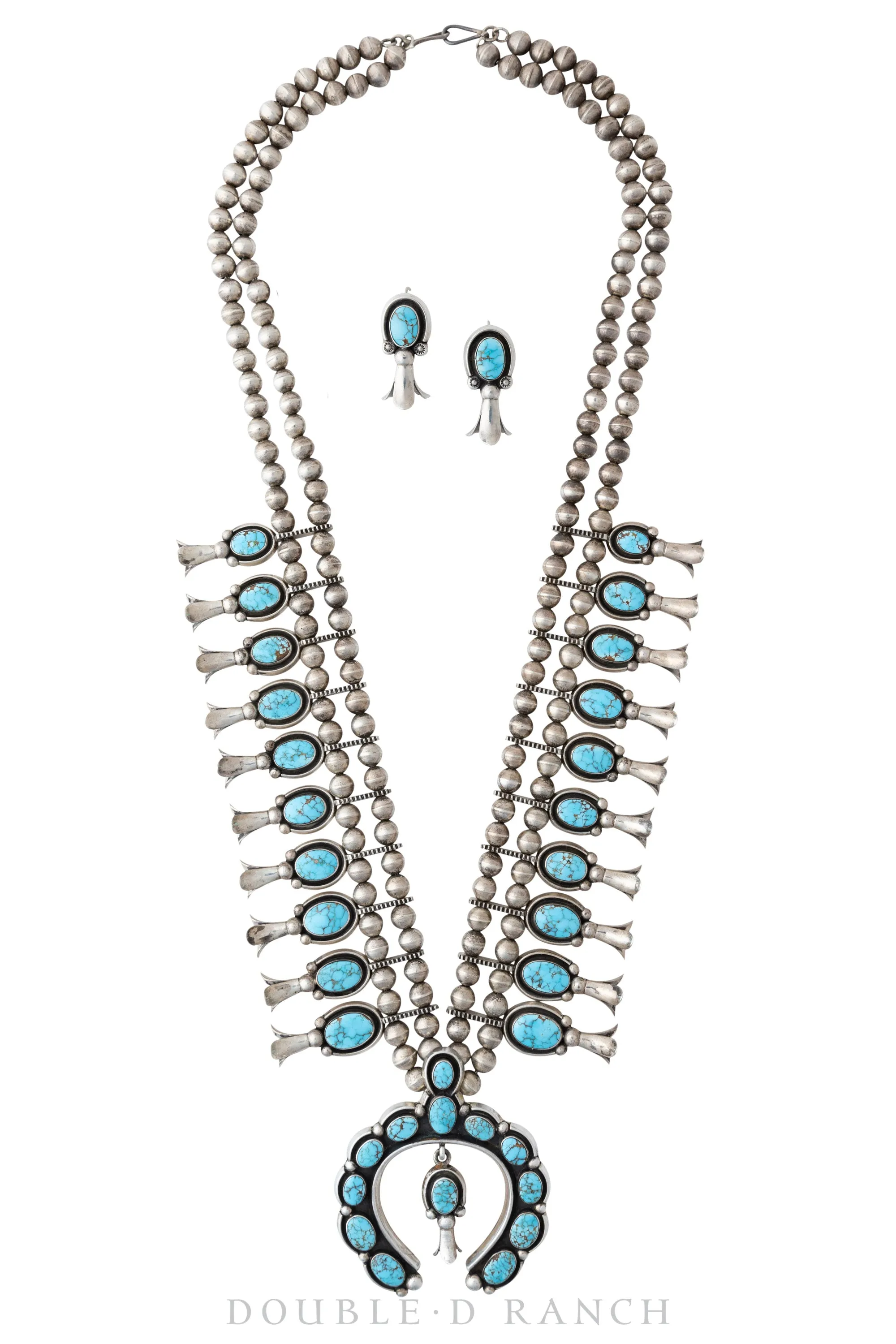 Necklace, Squash Blossom, Turquoise, Matching Earrings, Hallmark, Vintage, 1981