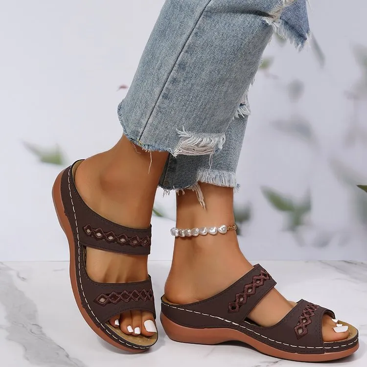 New One-word Slippers For Women Spring New Muffin Platform Slippers