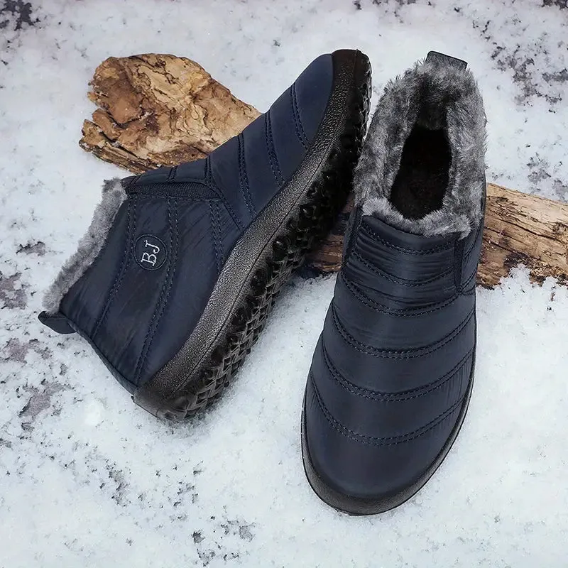 New Women's Slip on Fur Fleece Lined Waterproof Lightweight Comfortable Plush Wear Resistance Non Slip Ankle Boots, Warm Casual Versatile Breathable Black Sz 6.5