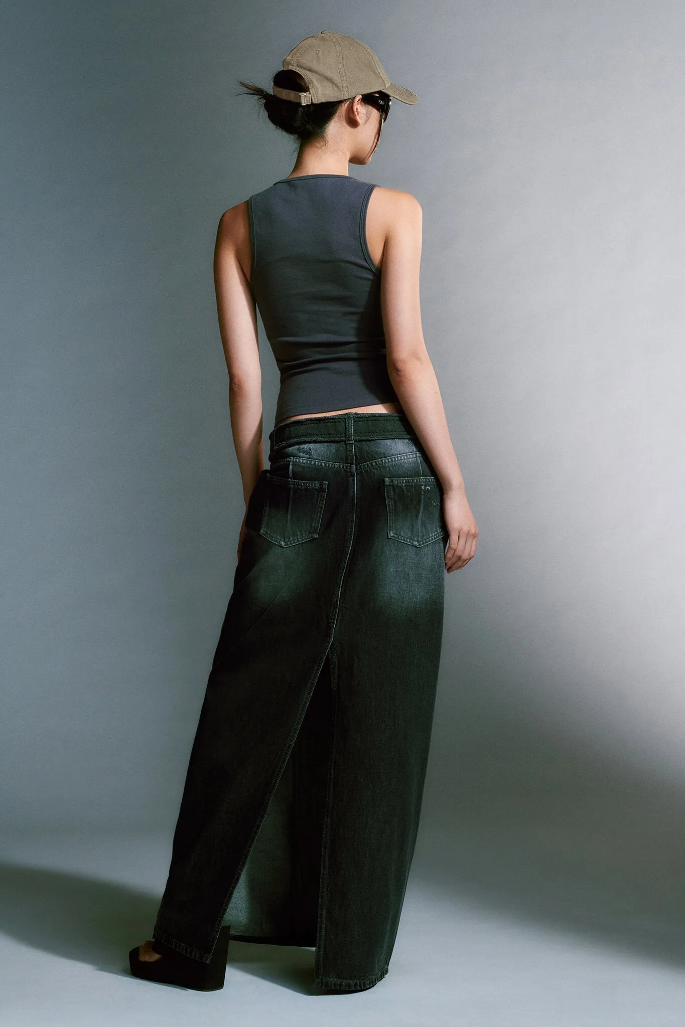 NICKY SKIRT - GREY : CHARCOAL DENIM