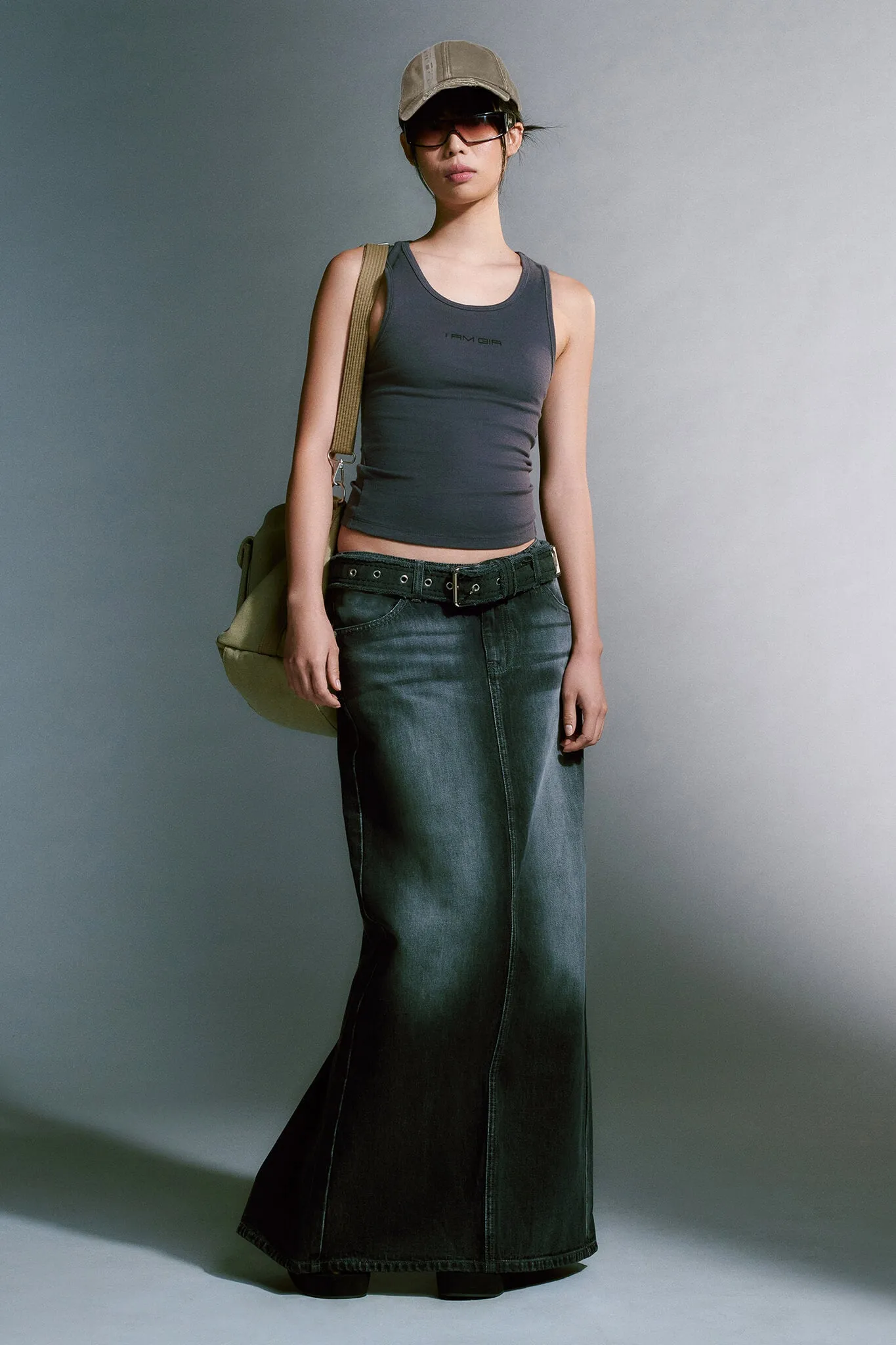 NICKY SKIRT - GREY : CHARCOAL DENIM