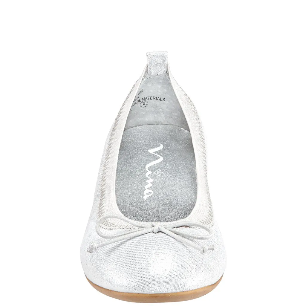 Nina Esther Silver Shimmer Ballet Flat