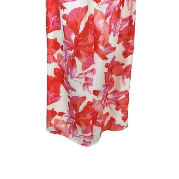 NWT WAYF Large Floral Print Maxi Dress Puff Sleeves &amp; Tie Neckline