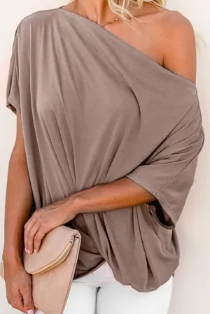 Off-The-Shoulder Slash Neck Casual Loose Fitting Top
